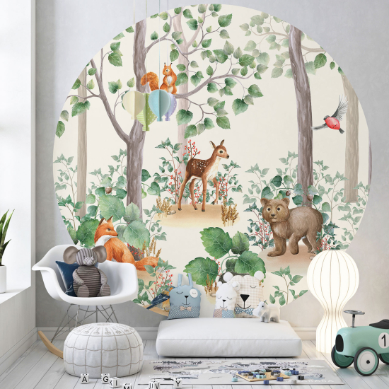 Carta da parati Cerchio / Rotondo per Bambini - Animali