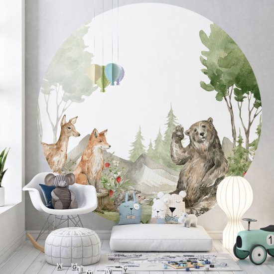 Carta da parati Cerchio / Rotondo per Bambini - Animali