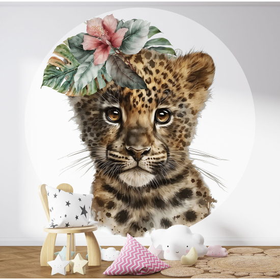 Carta da parati Cerchio / Rotondo per Bambini - Bambino Leopardo