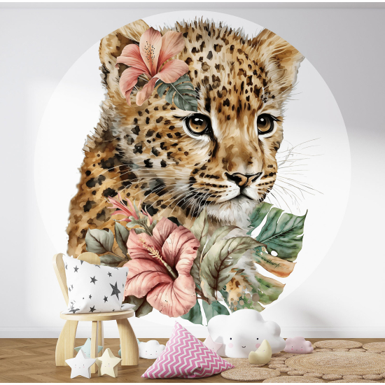 Carta da parati Cerchio / Rotondo per Bambini - Bambino Leopardo