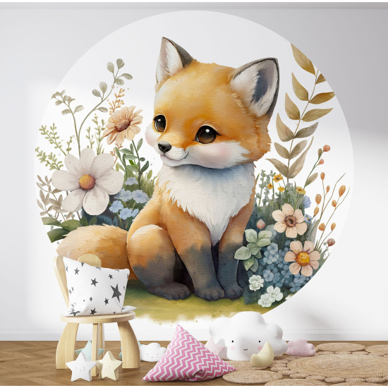 Carta da parati Cerchio / Rotondo per Bambini - Cucciolo di Volpe