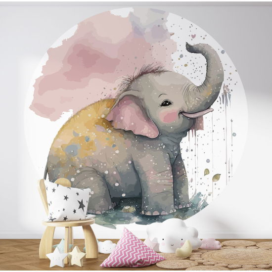 Carta da parati Cerchio / Rotondo per Bambini - Elefante