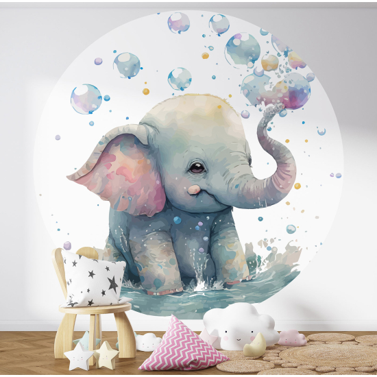 Carta da parati Cerchio / Rotondo per Bambini - Elefante