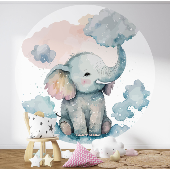 Carta da parati Cerchio / Rotondo per Bambini - Elefante