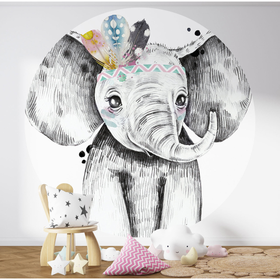 Carta da parati Cerchio / Rotondo per Bambini - Elefante