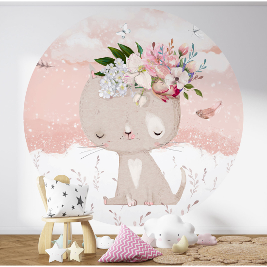 Carta da parati Cerchio / Rotondo per Bambini - Gattino