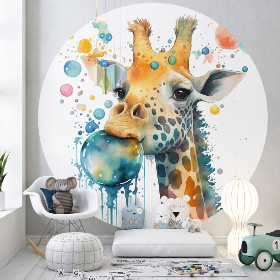 Carta da parati Cerchio / Rotondo per Bambini - Giraffa