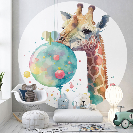 Carta da parati Cerchio / Rotondo per Bambini - Giraffa