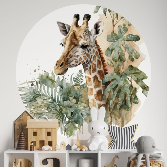 Carta da parati Cerchio / Rotondo per Bambini - Giraffa