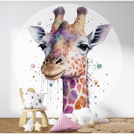 Carta da parati Cerchio / Rotondo per Bambini - Giraffa