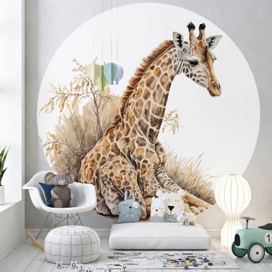 Carta da parati Cerchio / Rotondo per Bambini - Giraffa