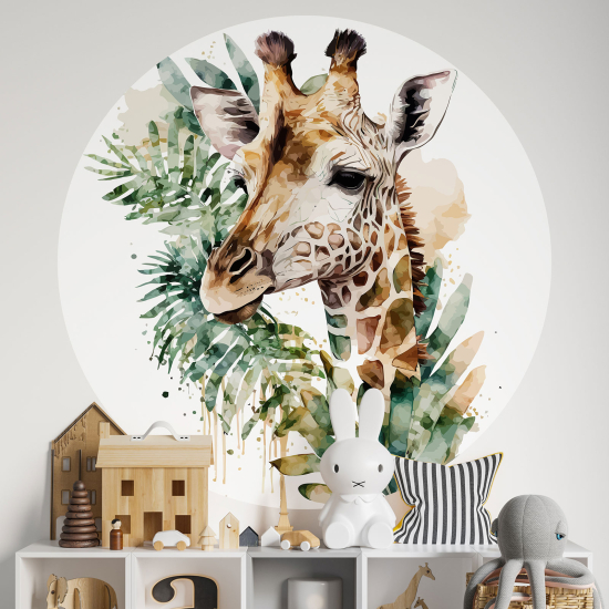 Carta da parati Cerchio / Rotondo per Bambini - Giraffa