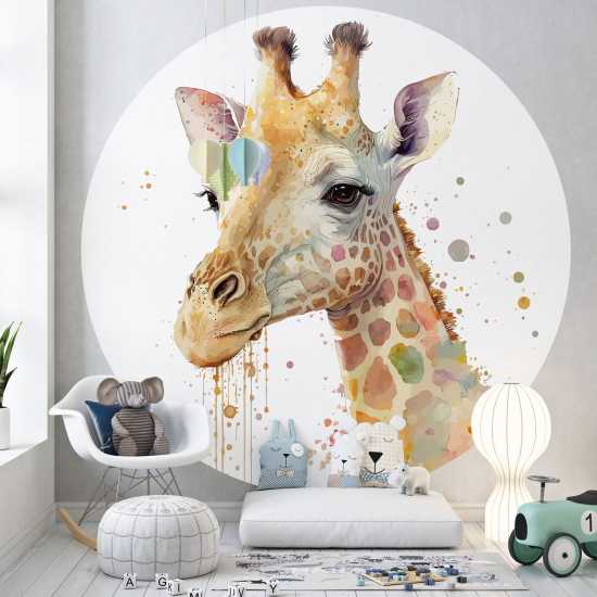 Carta da parati Cerchio / Rotondo per Bambini - Giraffa