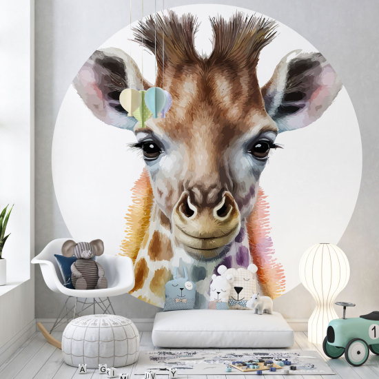 Carta da parati Cerchio / Rotondo per Bambini - Giraffa