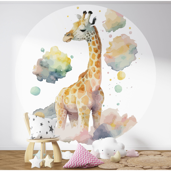 Carta da parati Cerchio / Rotondo per Bambini - Giraffa