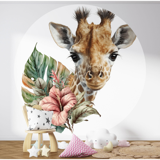 Carta da parati Cerchio / Rotondo per Bambini - Giraffa