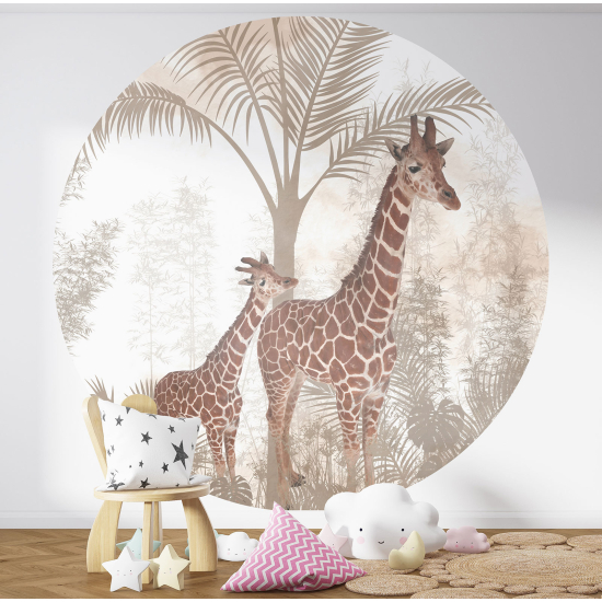 Carta da parati Cerchio / Rotondo per Bambini - Giraffe