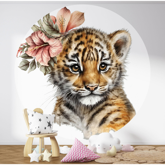 Carta da parati Cerchio / Rotondo per Bambini - Tigre Bebè