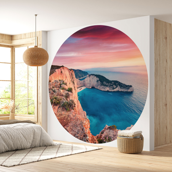 Carta da parati Cerchio / Rotondo - Spiaggia Navagio Grecia
