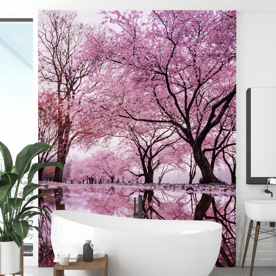 Carta da parati panoramica - Alberi foglie rosa