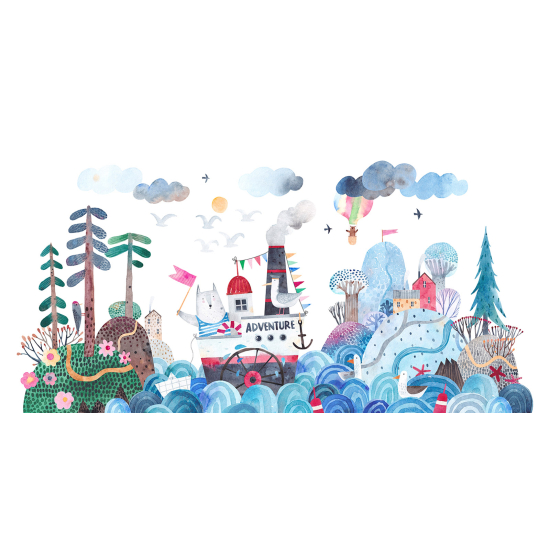 Carta da parati panoramica Bambini - Mare Barca