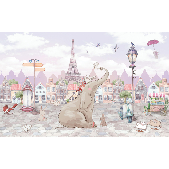 Carta da parati panoramica Bambini - Parigi Elefante