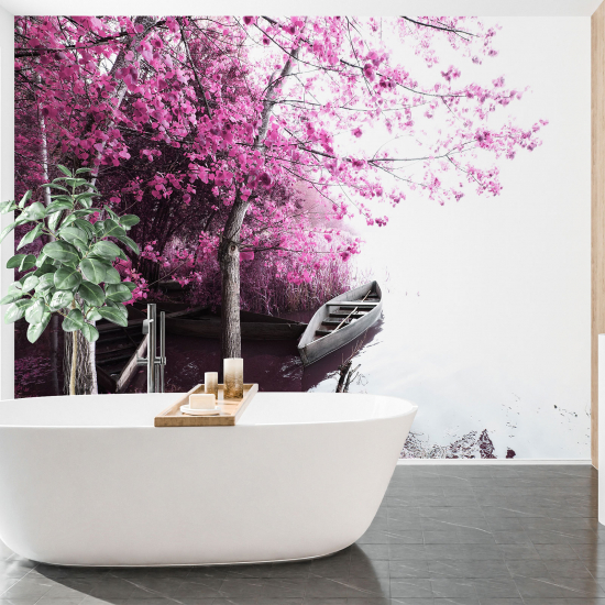 Carta da parati panoramica - Barca Fiori rosa