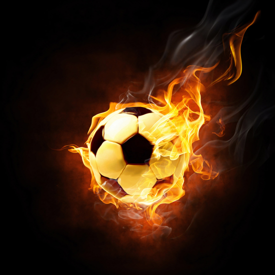 Carta da parati panoramica Calcio / Football - Pallone da calcio in fiamme