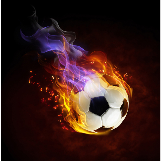 Carta da parati panoramica Calcio / Football - Pallone da calcio in fiamme