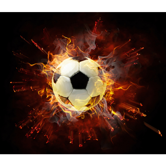 Carta da parati panoramica Calcio / Football - Pallone da calcio in fiamme
