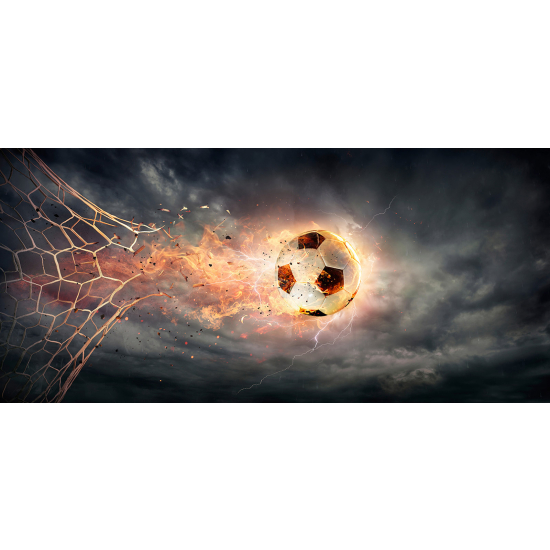 Carta da parati panoramica Calcio / Football - Pallone da calcio in fiamme