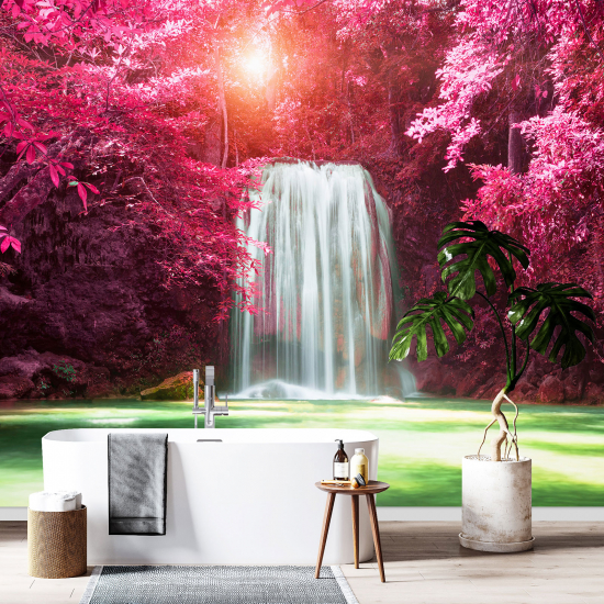Carta da parati panoramica - Cascata Foglie rosa