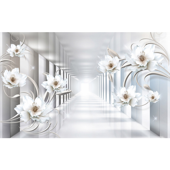 Carta da parati panoramica - Fiori Colonnato 3D