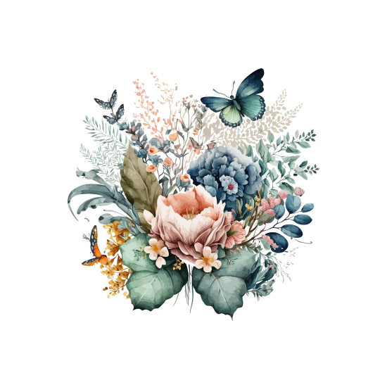 Carta da parati panoramica - Fiori Farfalla