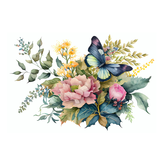 Carta da parati panoramica - Fiori Farfalla