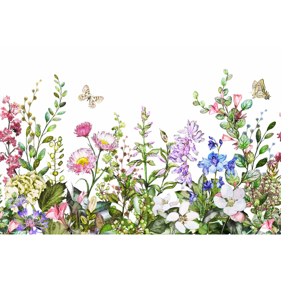 Carta da parati panoramica - Fiori Farfalle