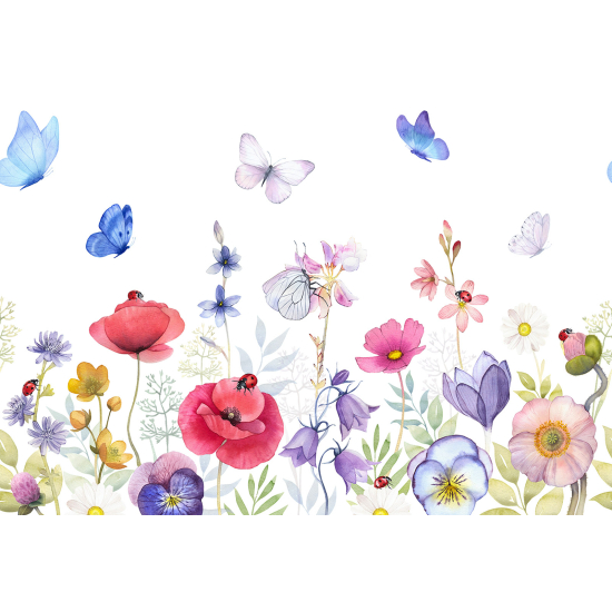 Carta da parati panoramica - Fiori Farfalle