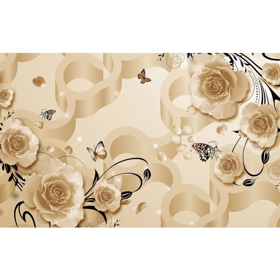 Carta da parati panoramica - Fiori Farfalle 3D