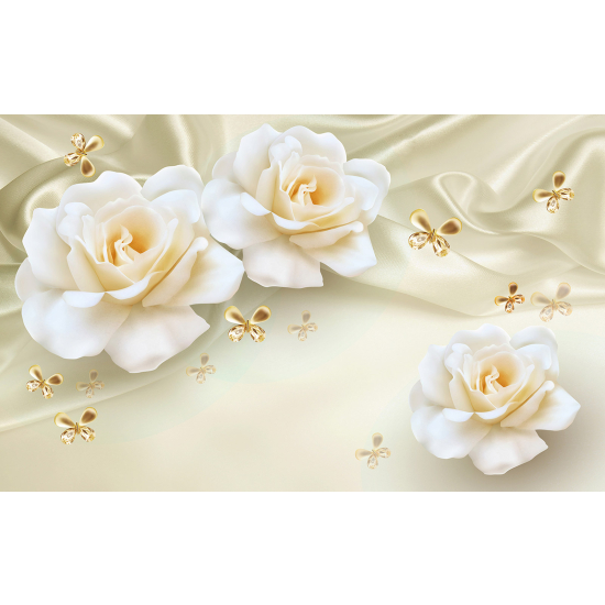 Carta da parati panoramica - Fiori Farfalle 3D
