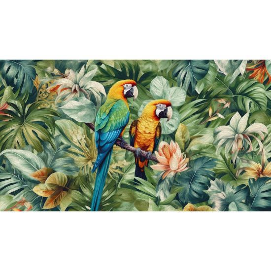Carta da parati panoramica - Fiori Pappagalli