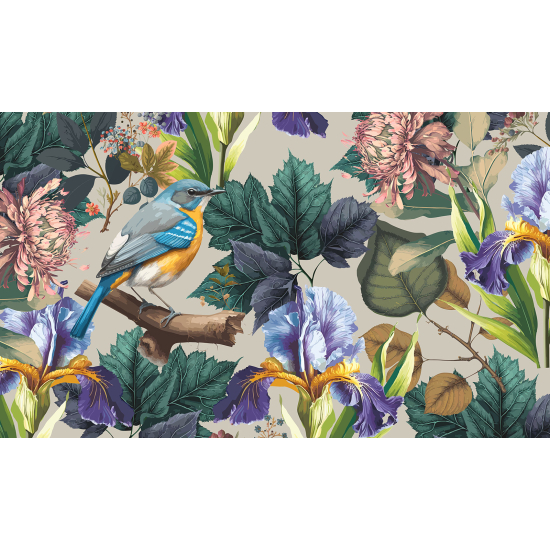 Carta da parati panoramica - Fiori Uccelli