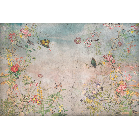 Carta da parati panoramica - Fiori Uccelli