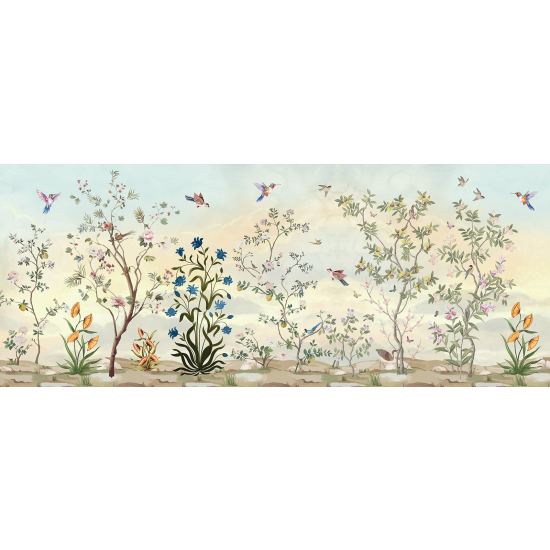 Carta da parati panoramica - Fiori Uccelli