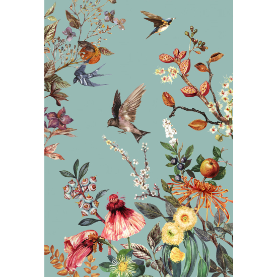 Carta da parati panoramica - Fiori Uccelli