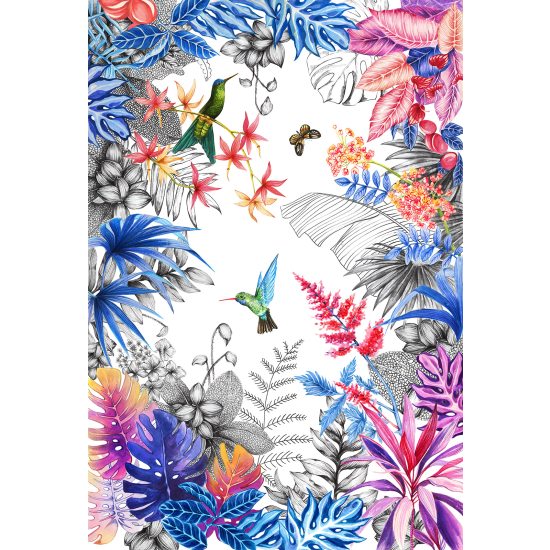 Carta da parati panoramica - Fiori Uccelli