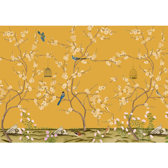 Carta da parati panoramica - Fiori Uccelli