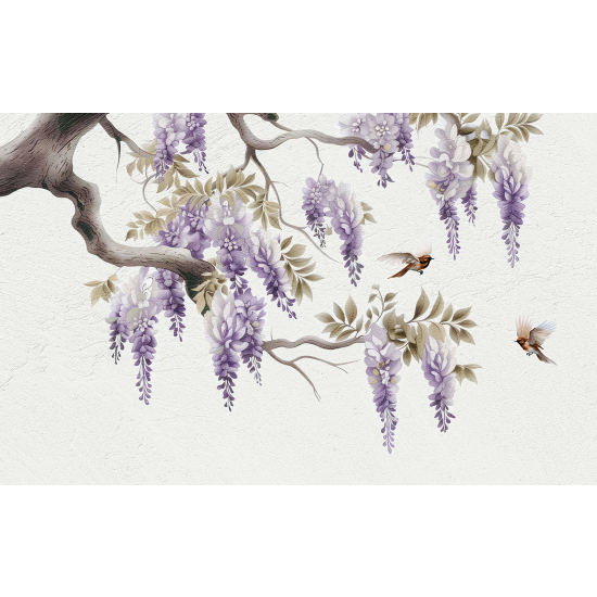 Carta da parati panoramica - Fiori Uccelli