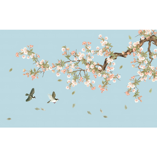 Carta da parati panoramica - Fiori Uccelli