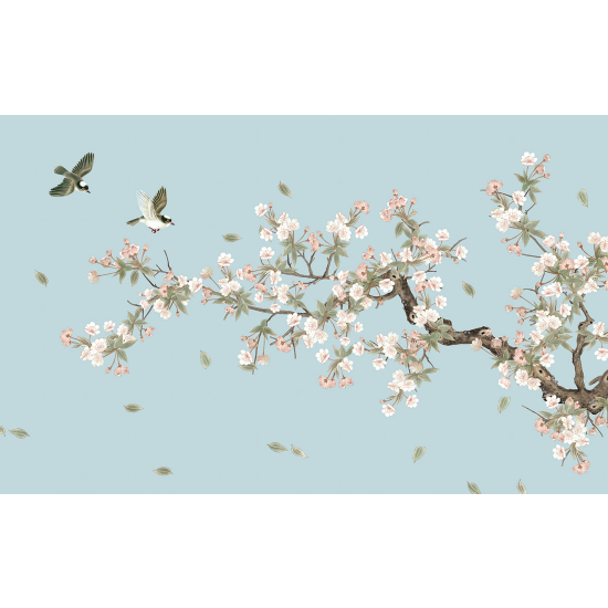 Carta da parati panoramica - Fiori Uccelli