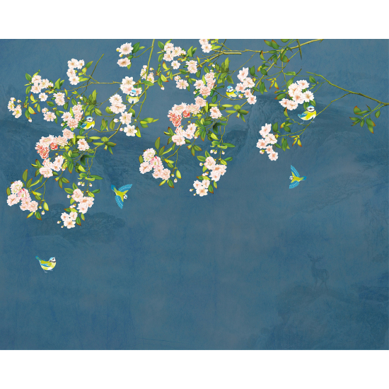Carta da parati panoramica - Fiori Uccelli